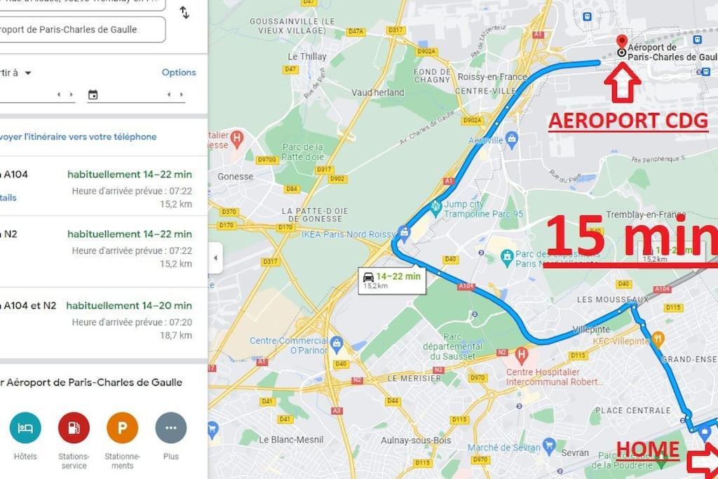 Joli T2, Terrasse Et Jardin, Ideal Pour Familles, A 15 Min De L'Aeroport Roissy Cdg Tremblay-en-France Kültér fotó